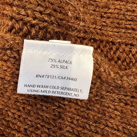 Eileen Fisher Brown Alpaca/Silk Knit Cardigan Sweater, Large, Good Condition - Picture 3 of 4